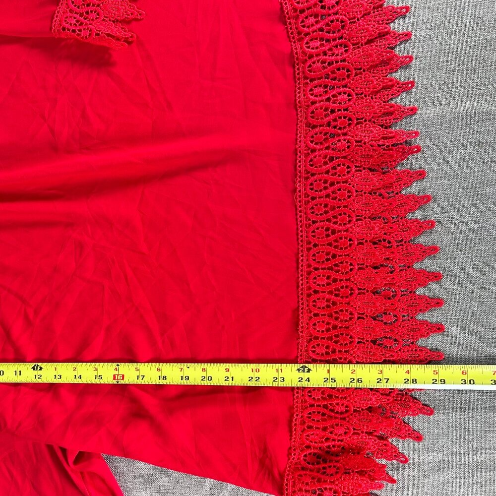 Unique Spectrum Blouse Top Women's 3X Boat Neck 3/4 Sleeve Red Lace Hem Casual - Picture 11 of 13